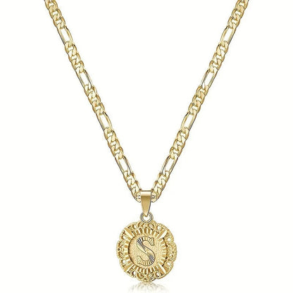 Round Letter Initial Necklace