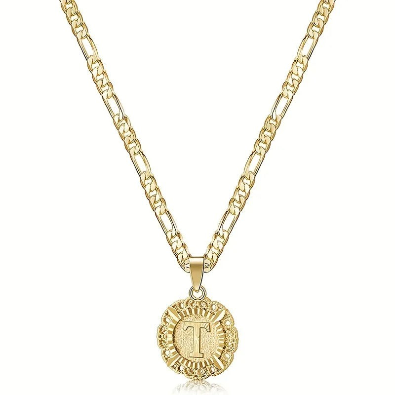 Round Letter Initial Necklace