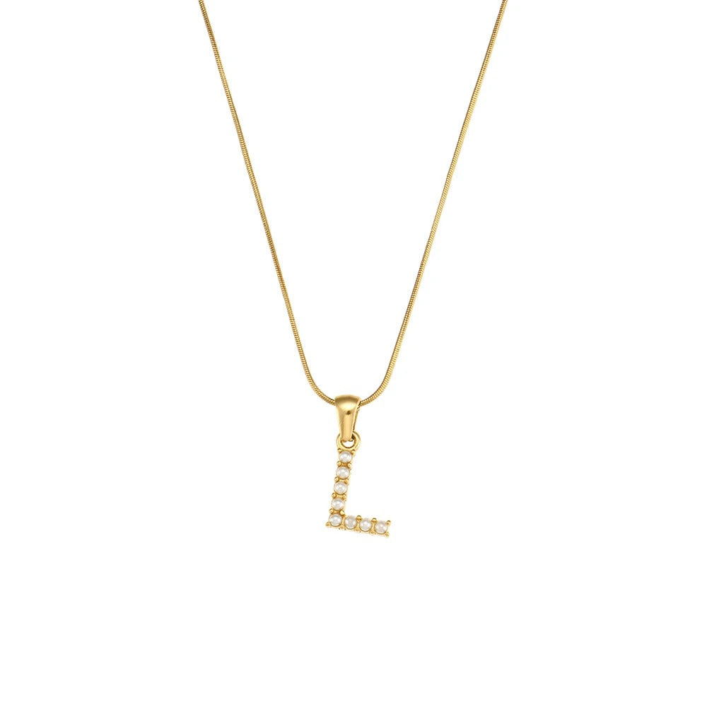 Pearl Letter Initial Necklace