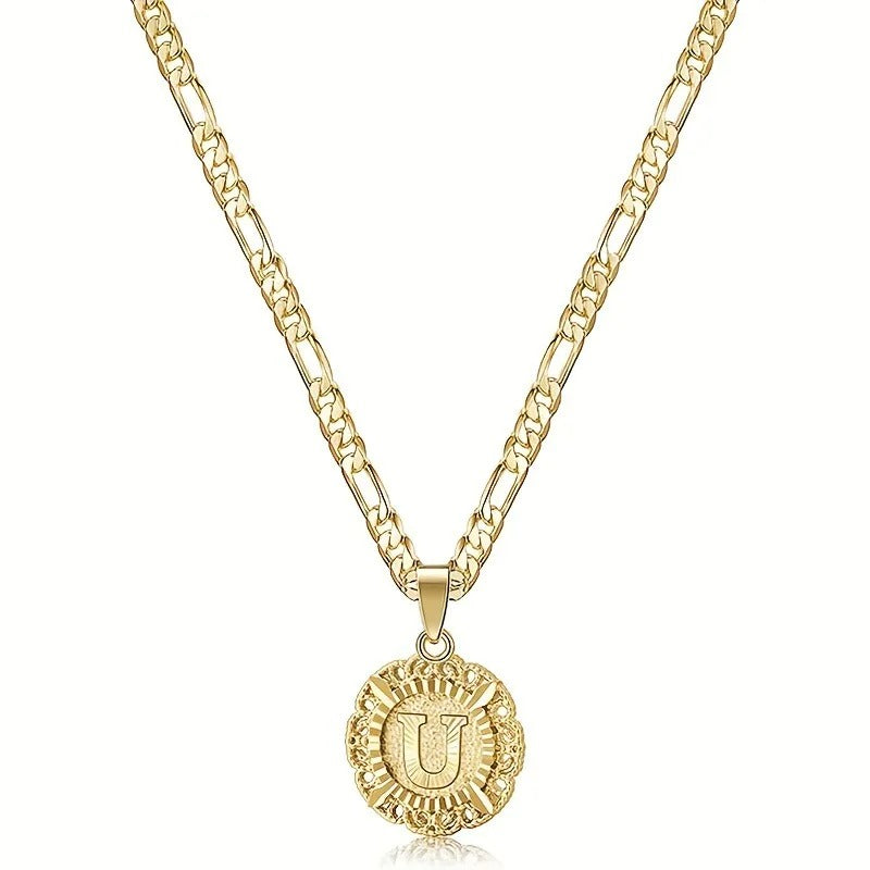 Round Letter Initial Necklace