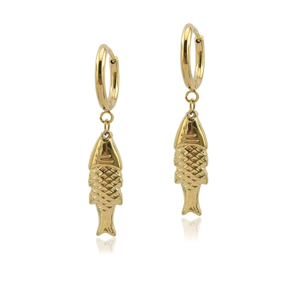 Dainty Vertical Fish Earrings