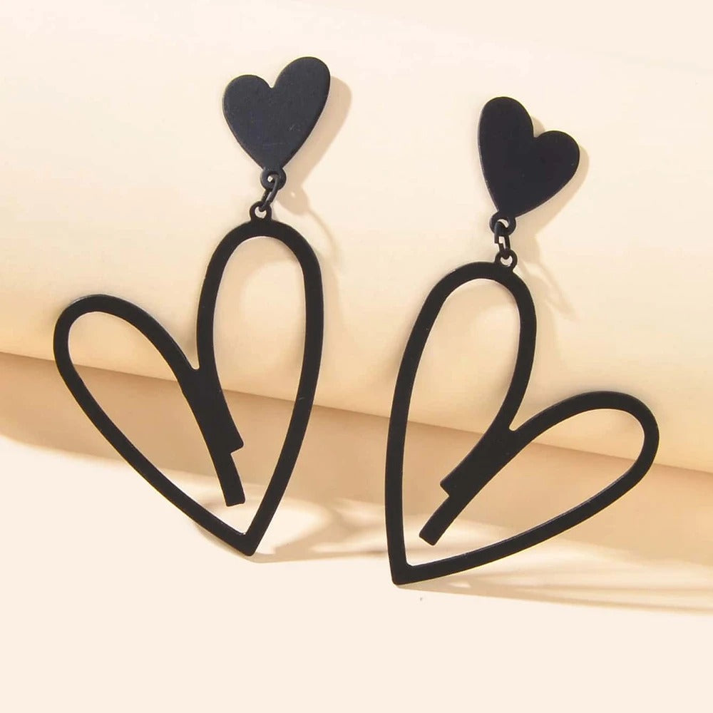 Hollow Love Heart Tassel Earrings