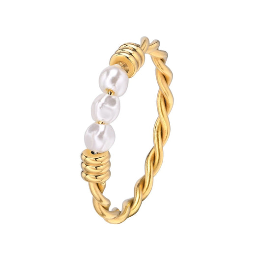 Twisted Braid Pearl Ring