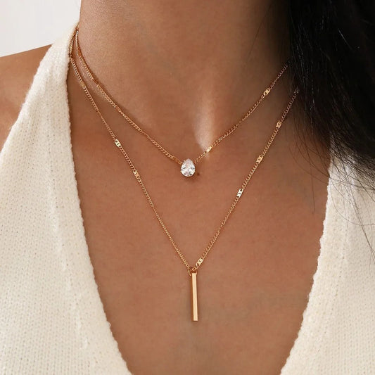 Double Layered Bar Necklace