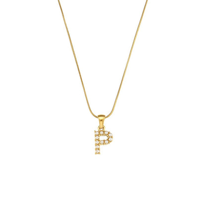 Pearl Letter Initial Necklace