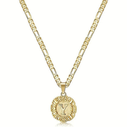 Round Letter Initial Necklace
