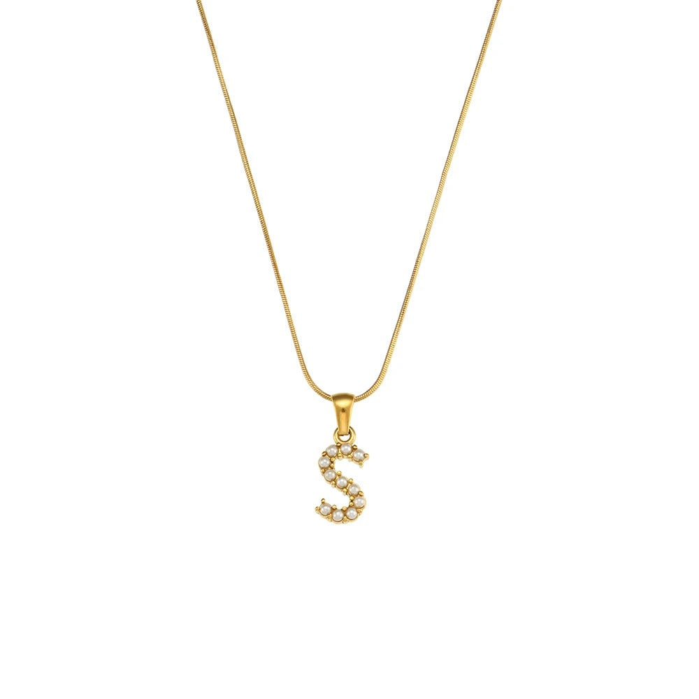Pearl Letter Initial Necklace