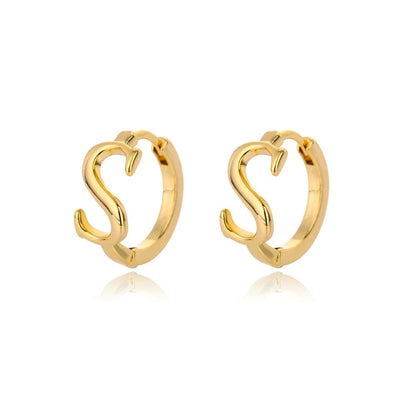 Minimal Initial Letter Stud Earrings