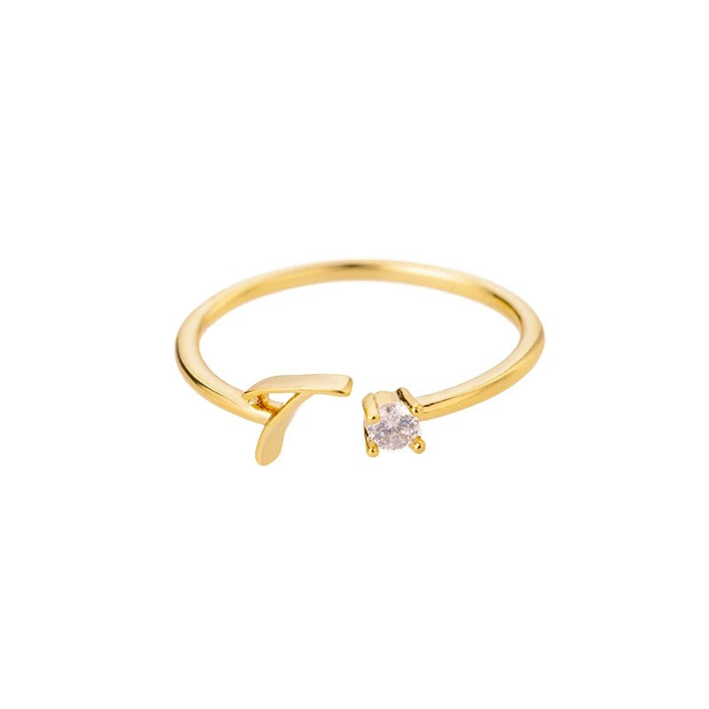 Adjustable Tiny Initial Letter Ring