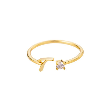Adjustable Tiny Initial Letter Ring