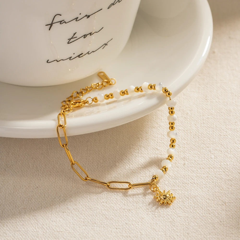 Sun Pearl Paperclip Bracelet
