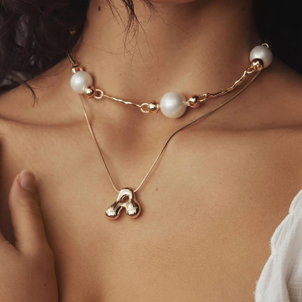 Chunky Balloon Initial Letter Necklace