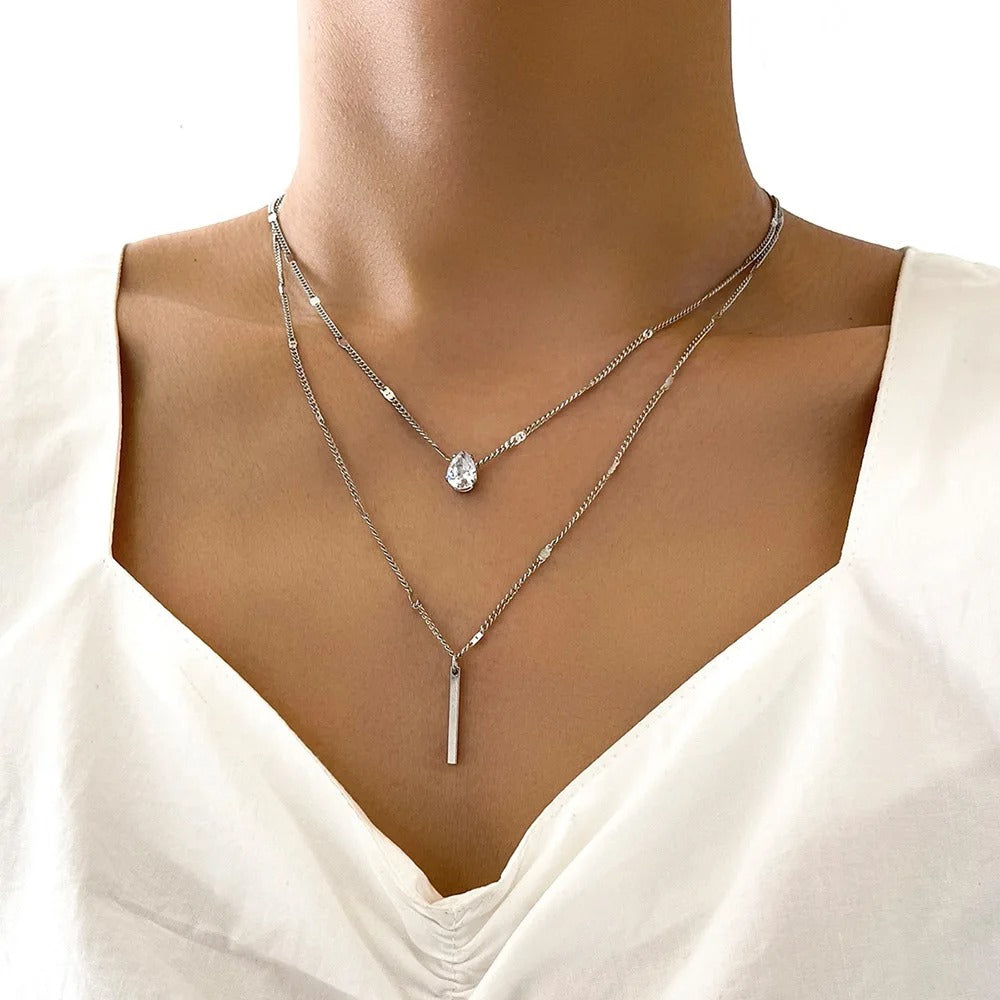 Double Layered Bar Necklace