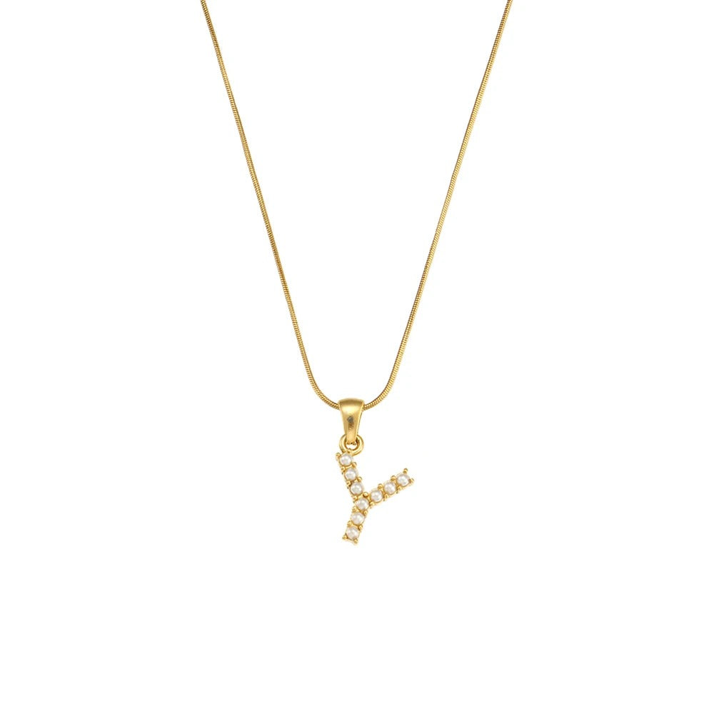 Pearl Letter Initial Necklace