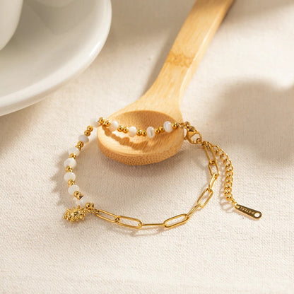 Sun Pearl Paperclip Bracelet