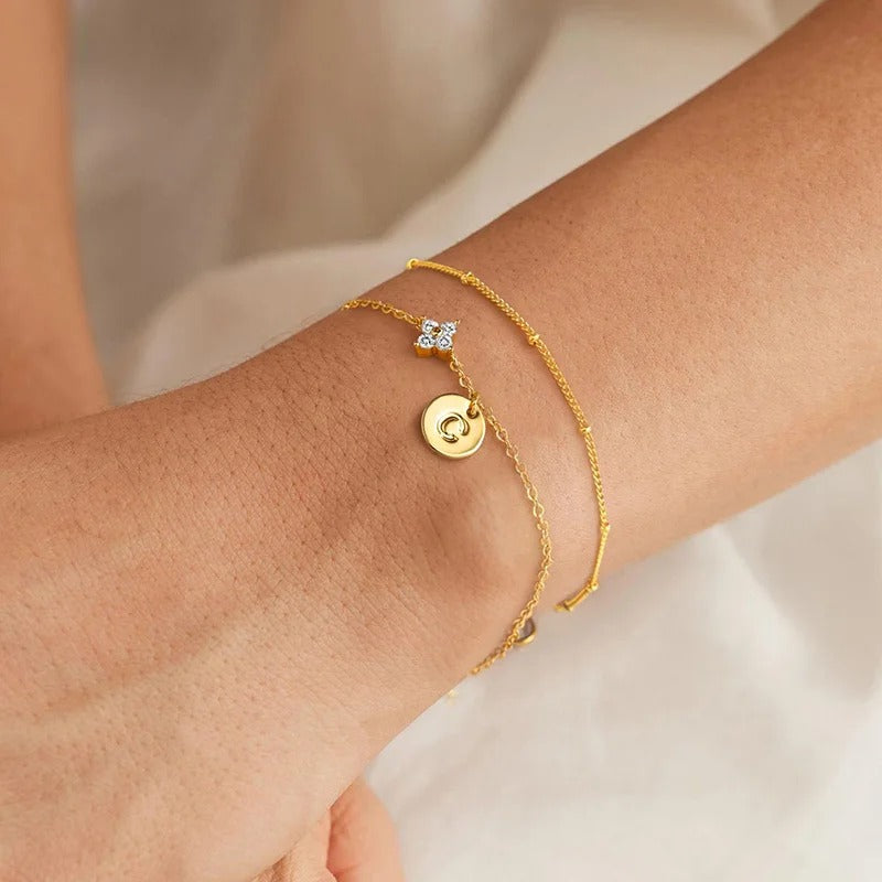 Dainty Initial Gemstone Bracelet