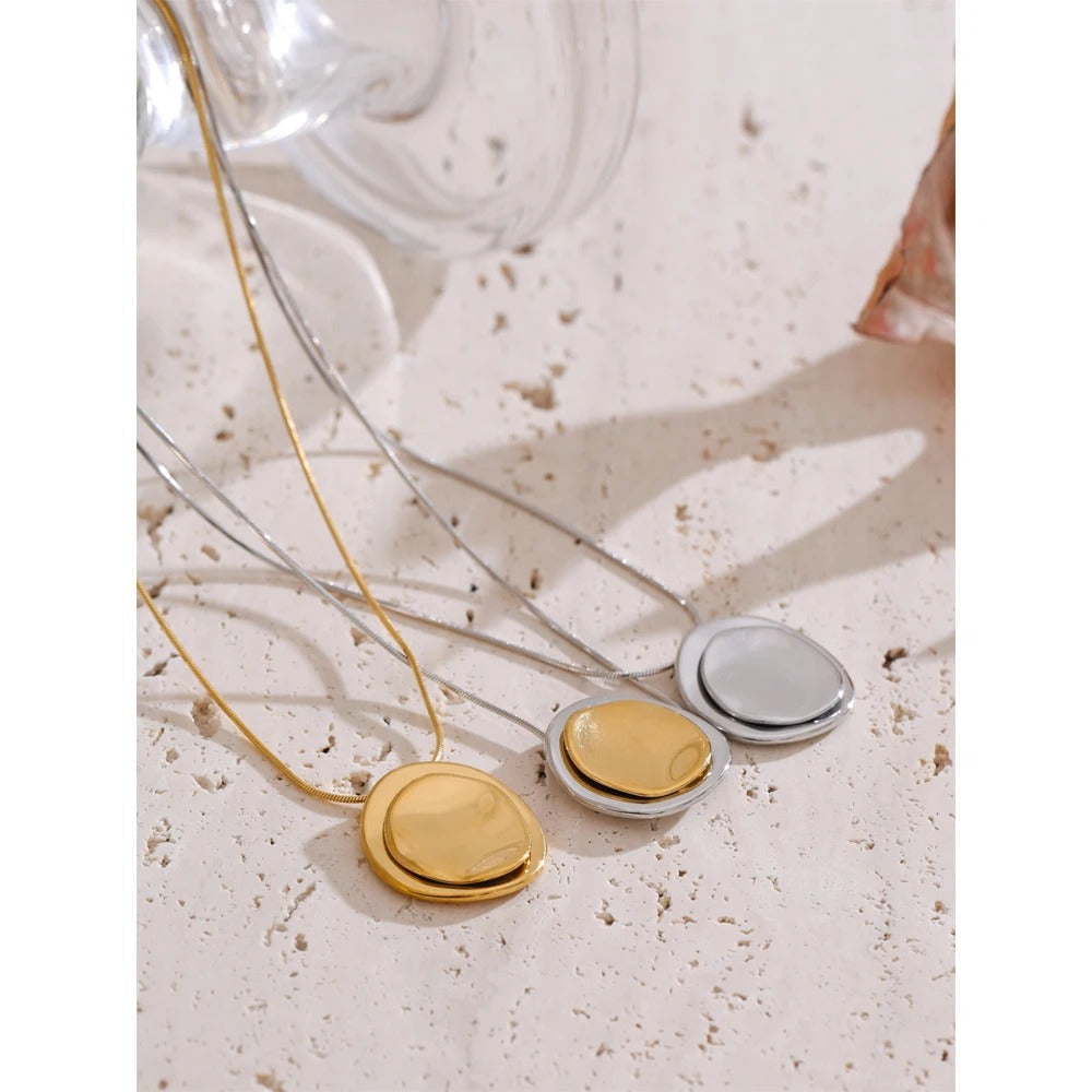 Double Flat Pebble Necklace