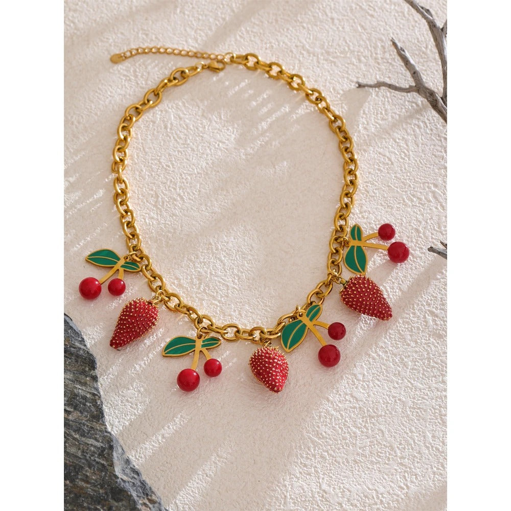 Strawberry Cherry Necklace