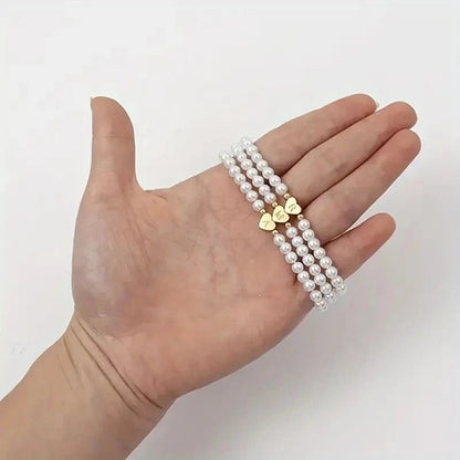 Pearl Initial Heart Bracelet
