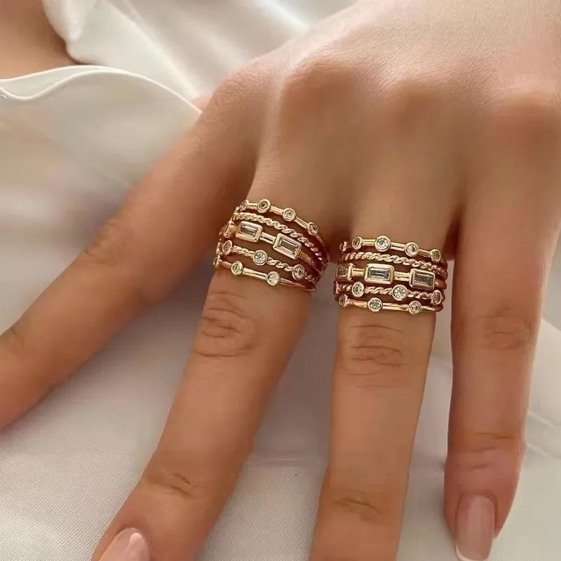 18k Hollow Inlaid Sun Ring