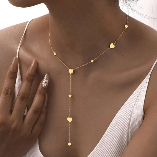 Heart Drop "Y" Lariat Necklace