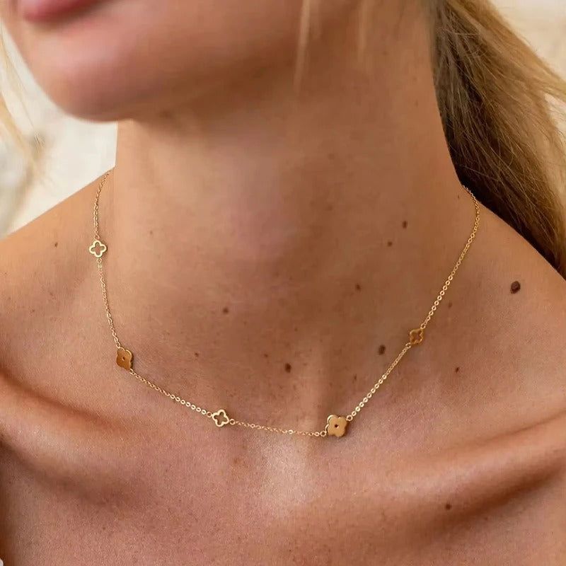 Four Leaf Clover Blossom Necklace