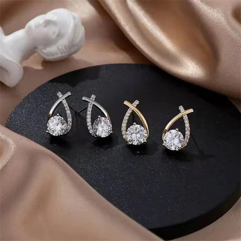 Shiny Ribbon Stud Earrings