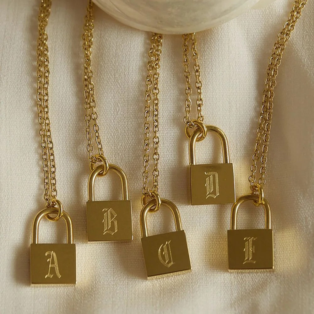 Lock Letter Initial Necklace
