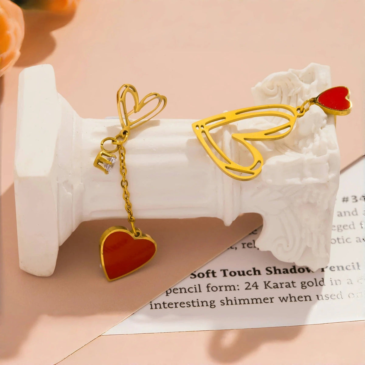 Asymmetric Heart Tassel Earrings