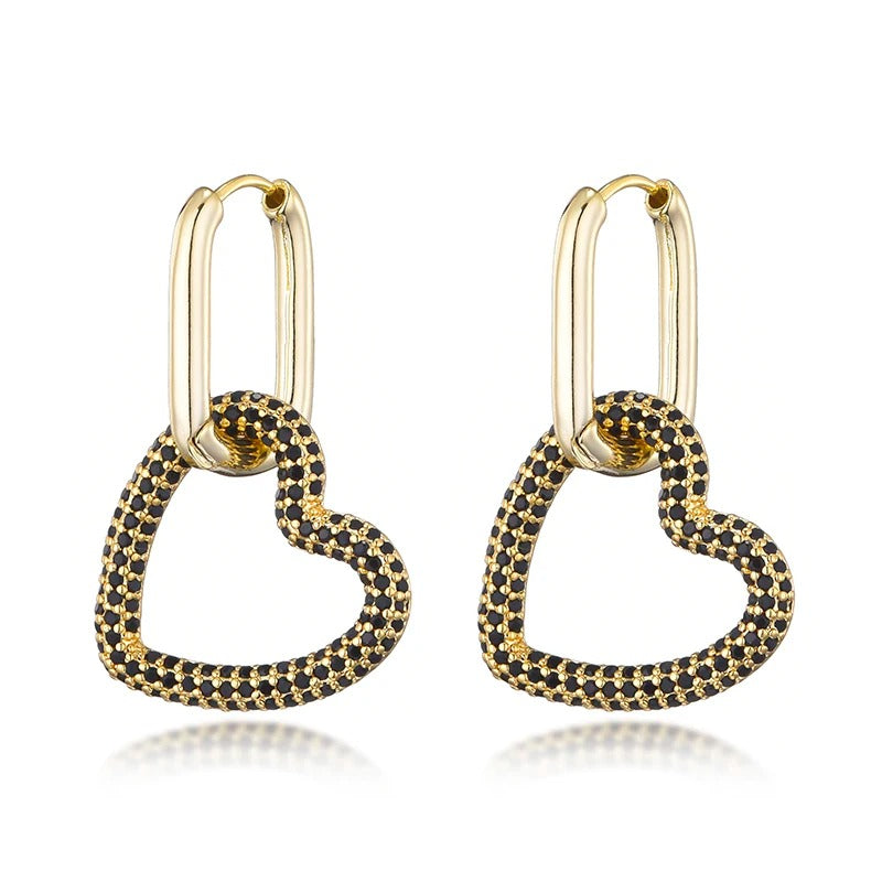Geometric Hearts Hoop Earrings