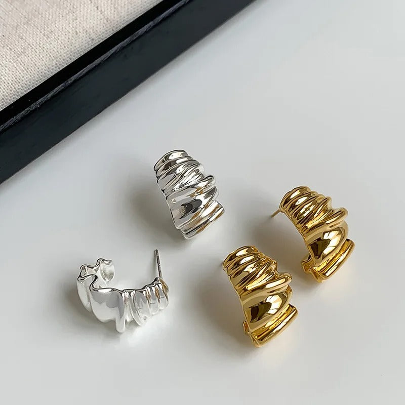 Wavy Ripple Stud Earrings