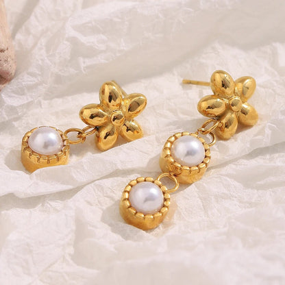Dainty Floral Pearl Earrings
