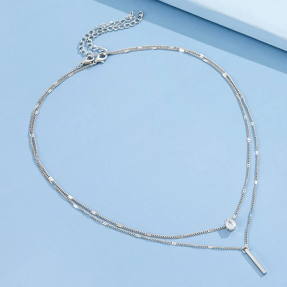 Double Layered Bar Necklace