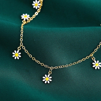 Layered Daisy Flower Anklet Set