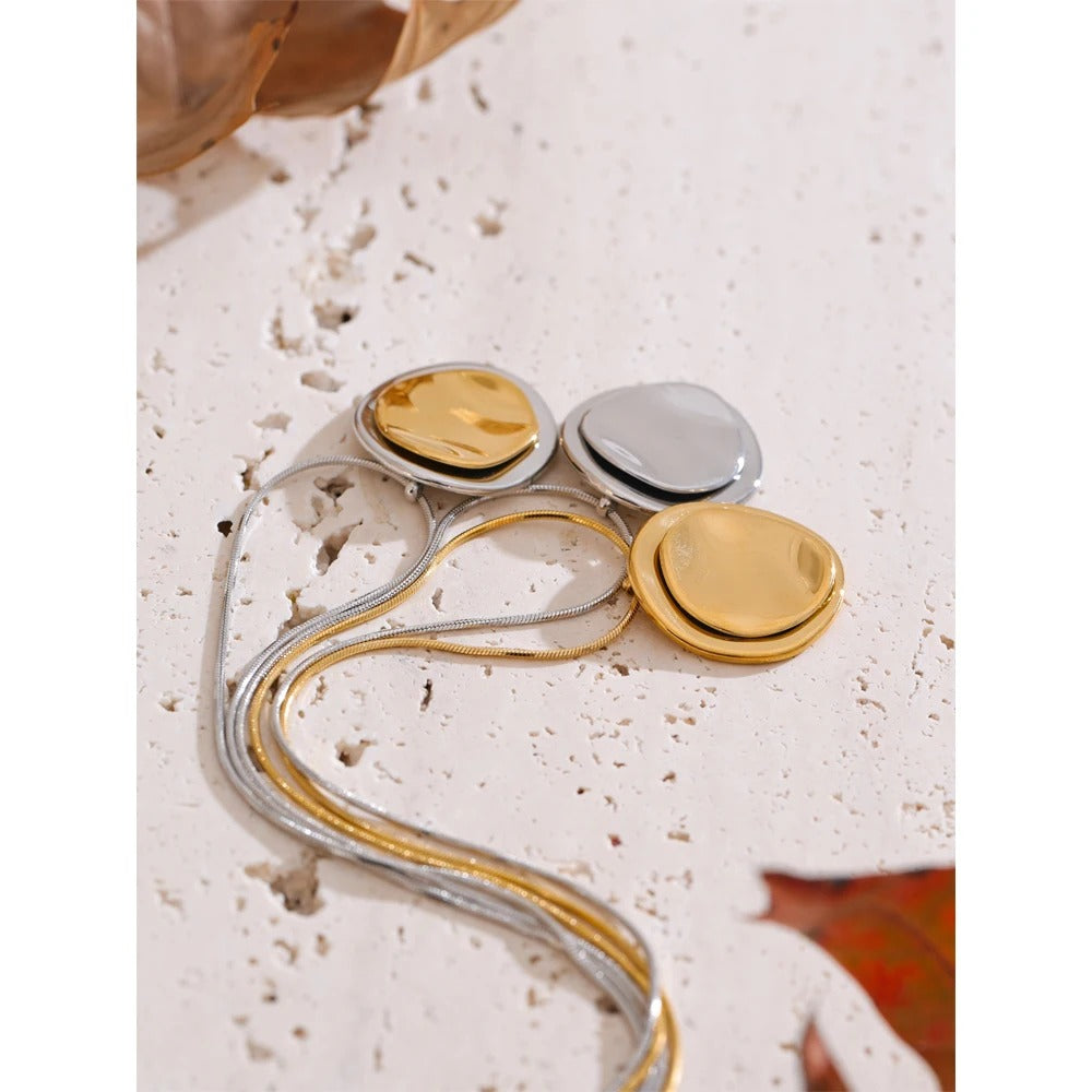 Double Flat Pebble Necklace