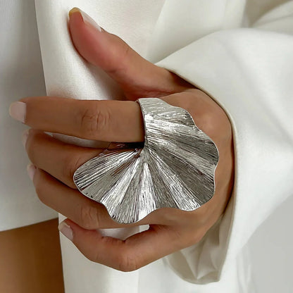 Dainty Pleated Leaf Ring