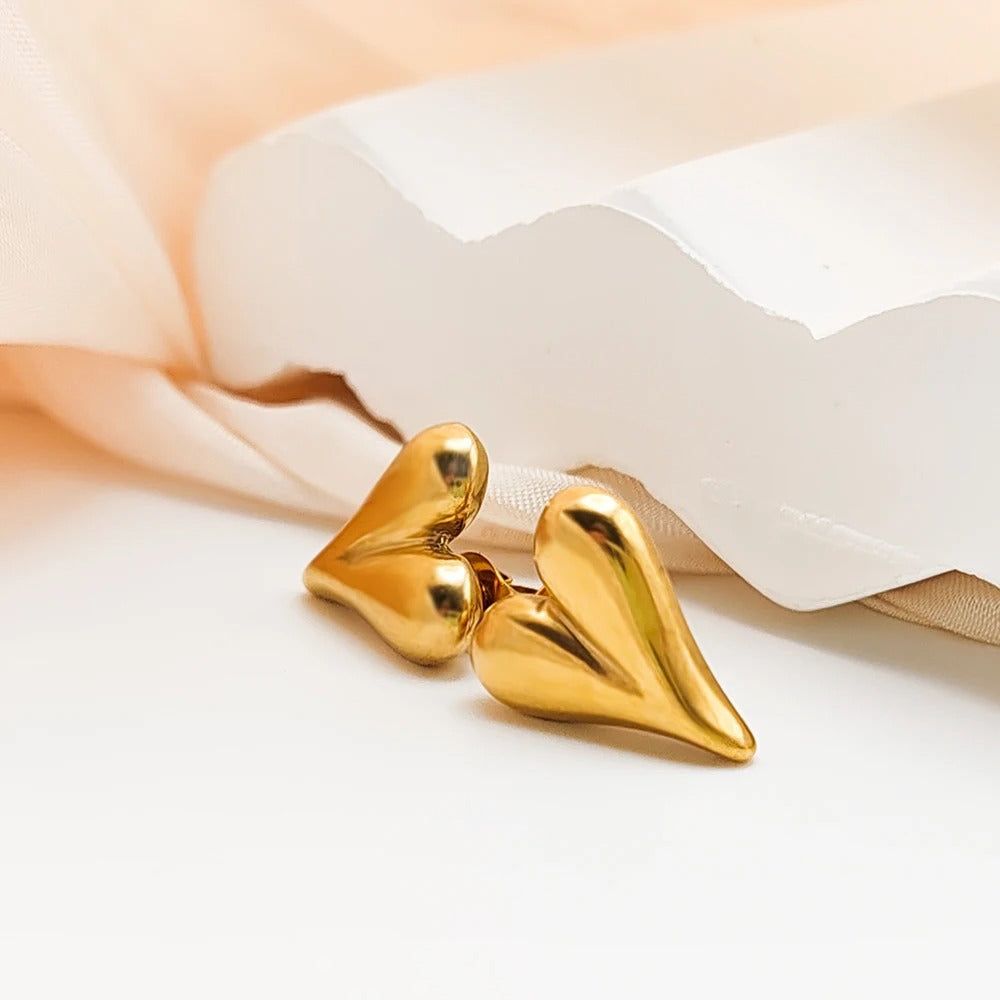 Dainty Compressed Hearts Earrings