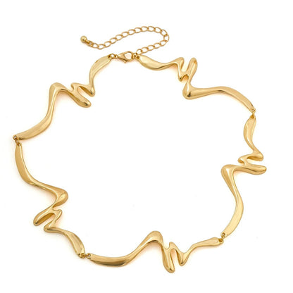 Elegant Irregular Wave Torques Necklace