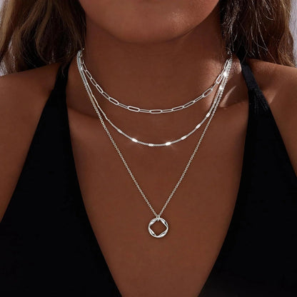 3pc 14k Geometric Necklace Set