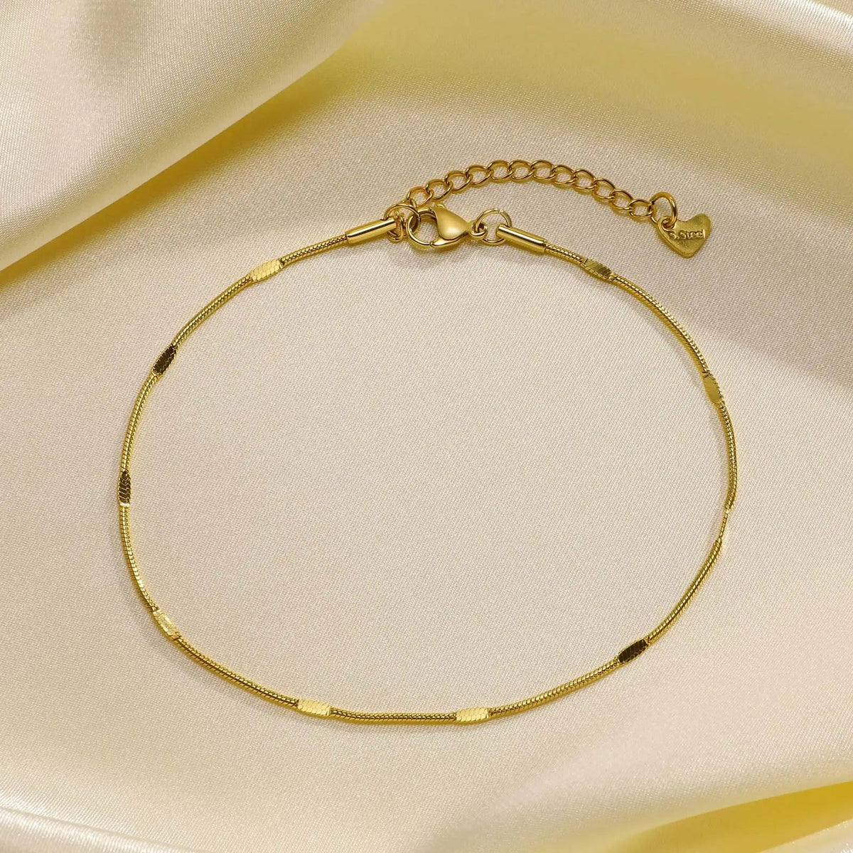 Dainty Squashed Snake Chain Anklet