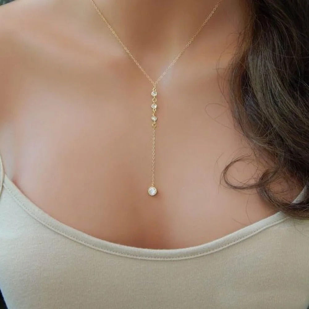 Hanging Crystal Necklace & Earring Set