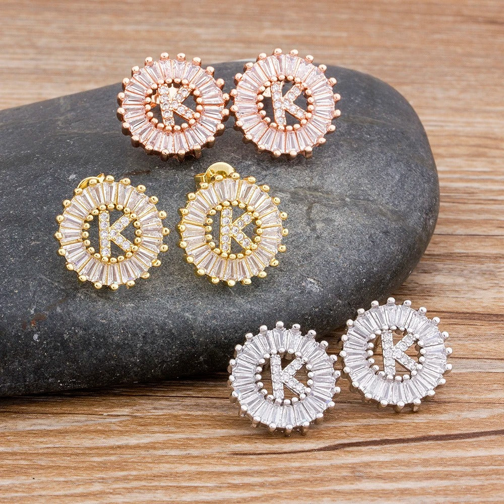 Dainty Initial Letter Earrings