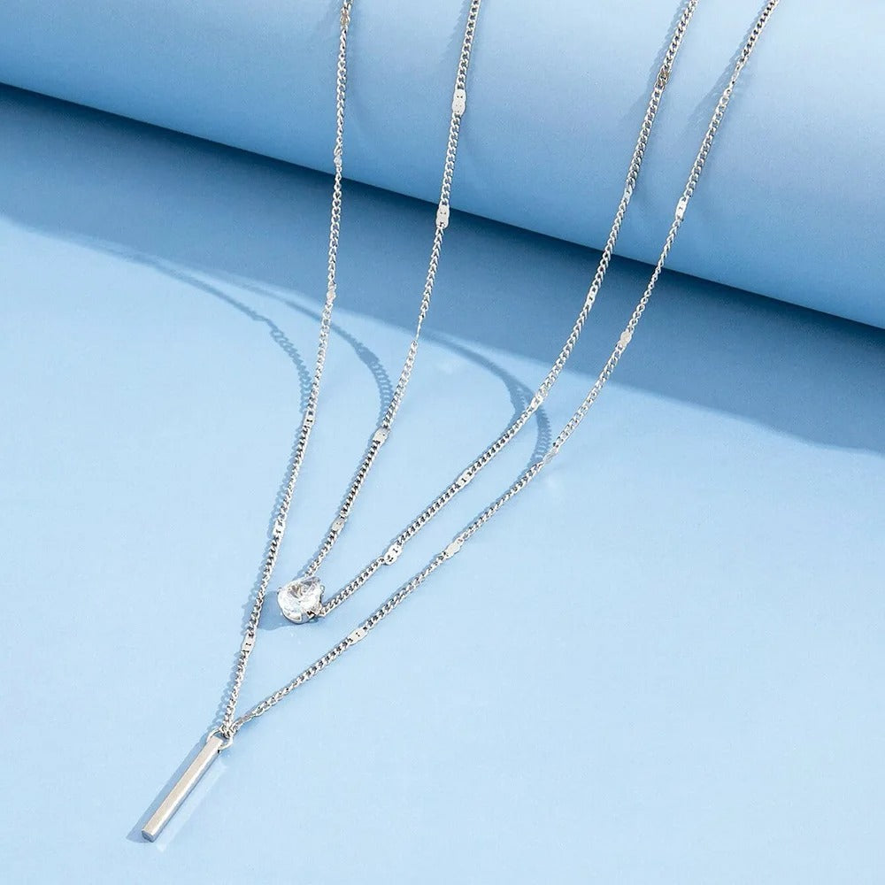 Double Layered Bar Necklace