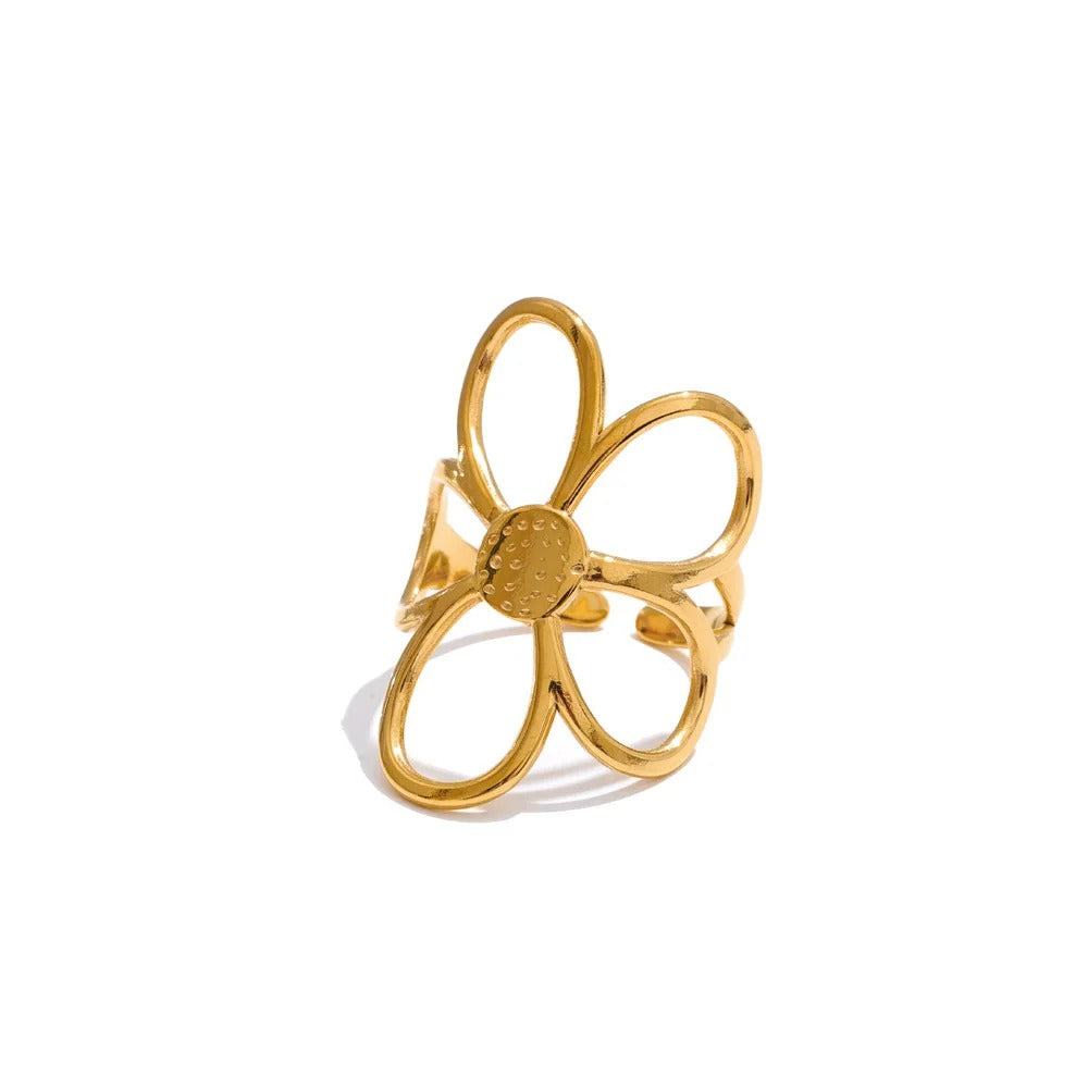 Dainty Adjustable Hollow Flower Ring