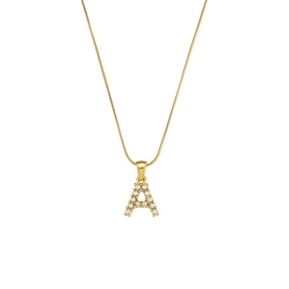 Pearl Letter Initial Necklace