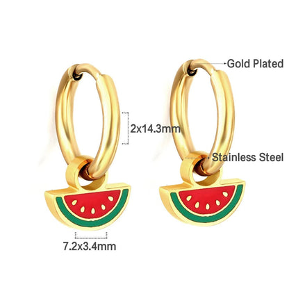 Dainty Watermelon Hoop Earrings