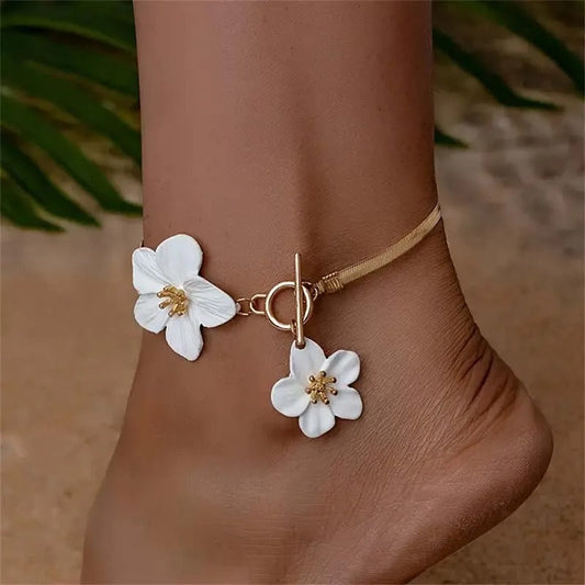 Elegant Twin Flower Anklet