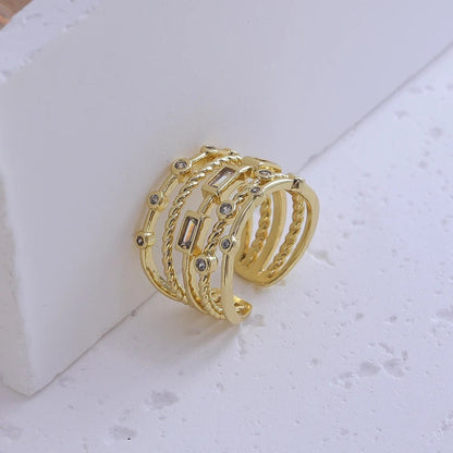 18k Hollow Inlaid Sun Ring