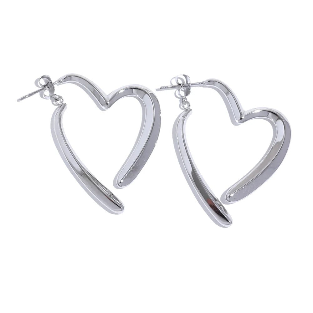 Minimal Removable Hollow Love Heart Earrings